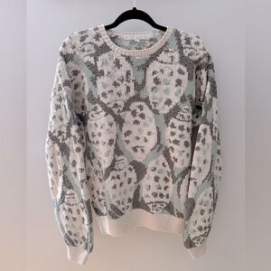 Rare Vintage PERRY ELLIS Hand Knit Intarsia Nautical Seashell Cotton Sweater M